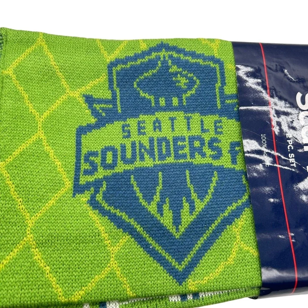 NEW Seattle Sounders FC MLS 2 Scarf Set Green Blue Soccer Fan Gift Forever